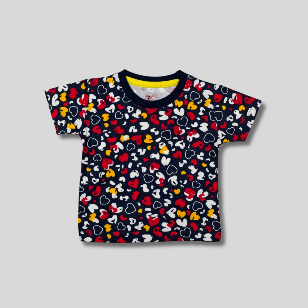 Kids' Cotton T-Shirt with Colorful Heart Pattern