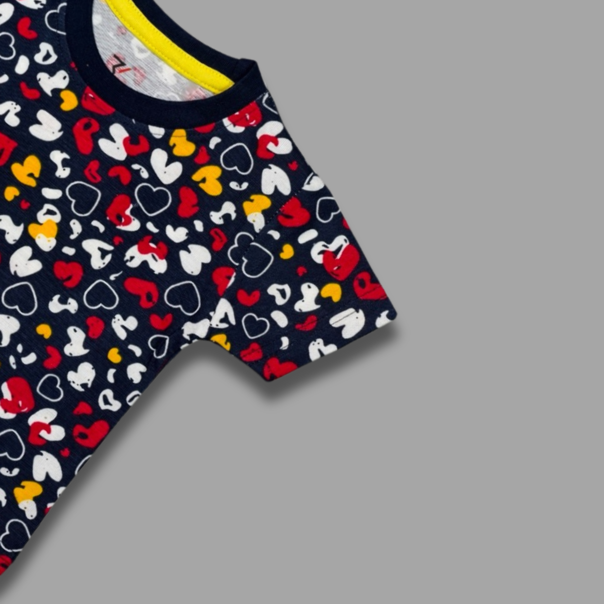 Kids' Cotton T-Shirt with Colorful Heart Pattern - Image 2
