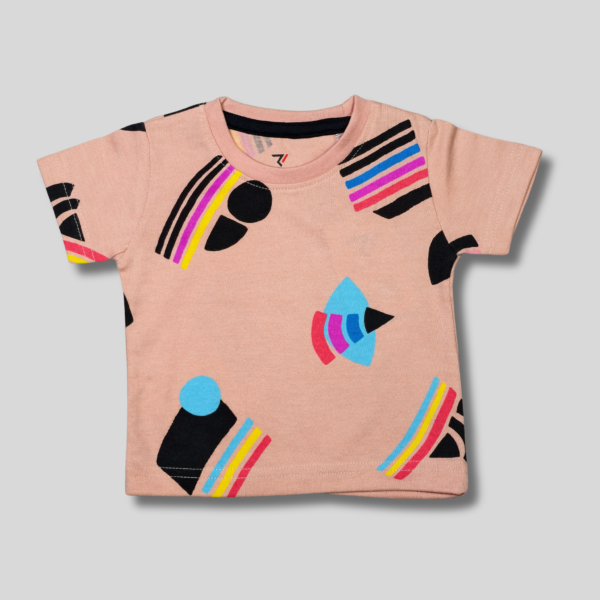 Kids' Geometric Pattern Cotton T-Shirt - Fun & Stylish