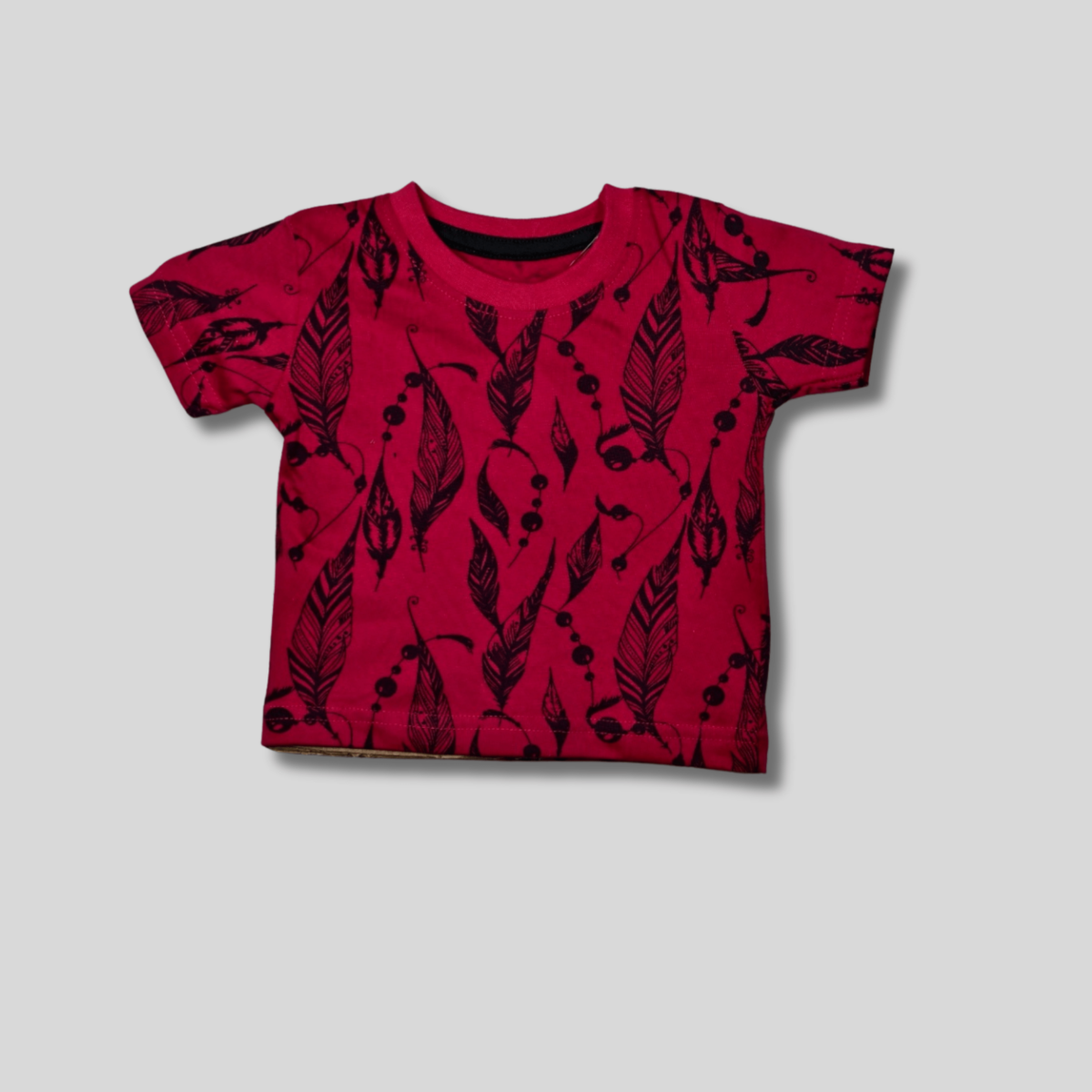 Kids' Feather Pattern Cotton T-Shirt - Stylish and Comfortable