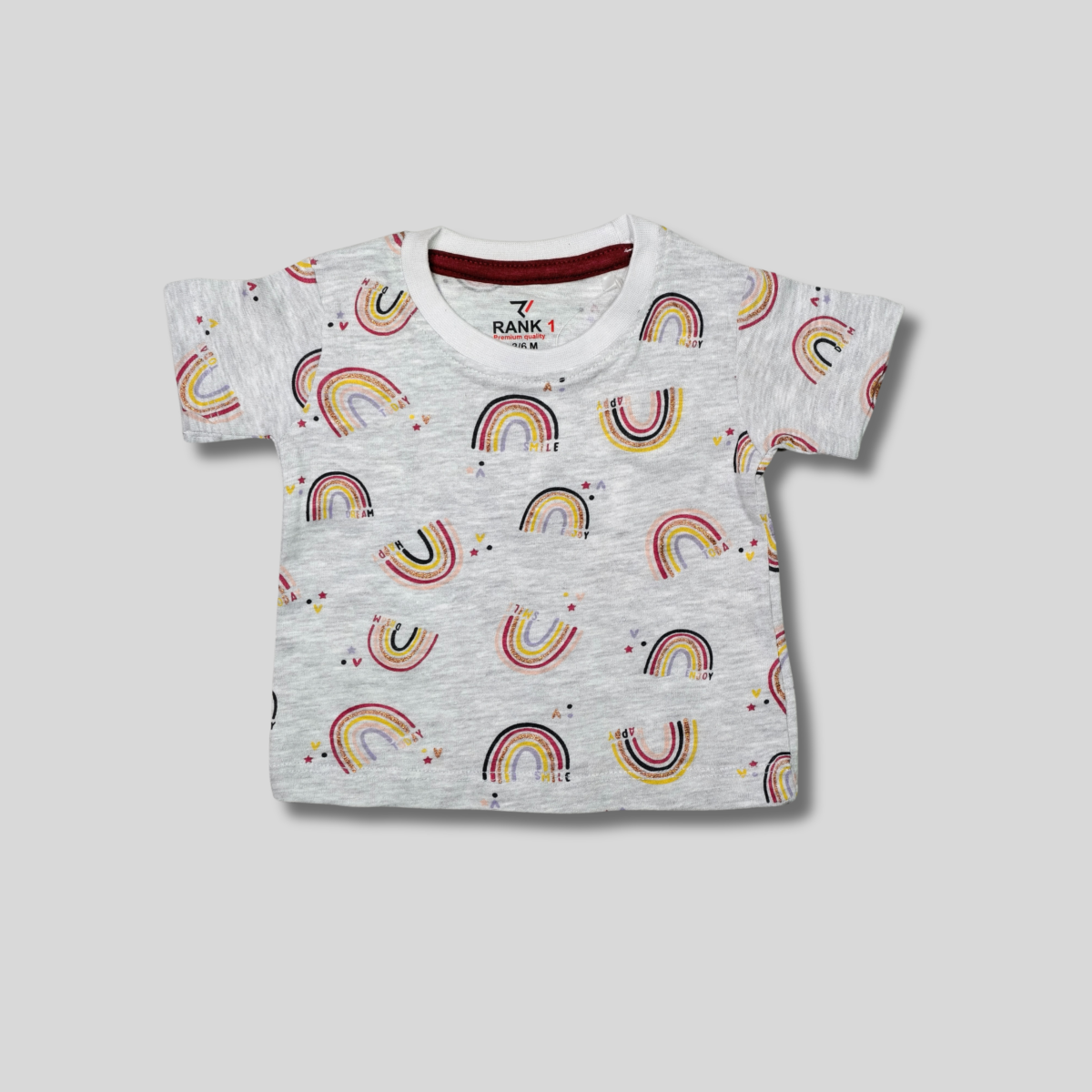 "Kids' Rainbow and Star Pattern Cotton T-Shirt - Fun & Comfortable