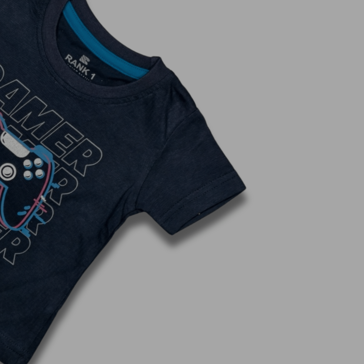 Rank 1 Gamer T-Shirt for Kids - Navy Blue - Image 2