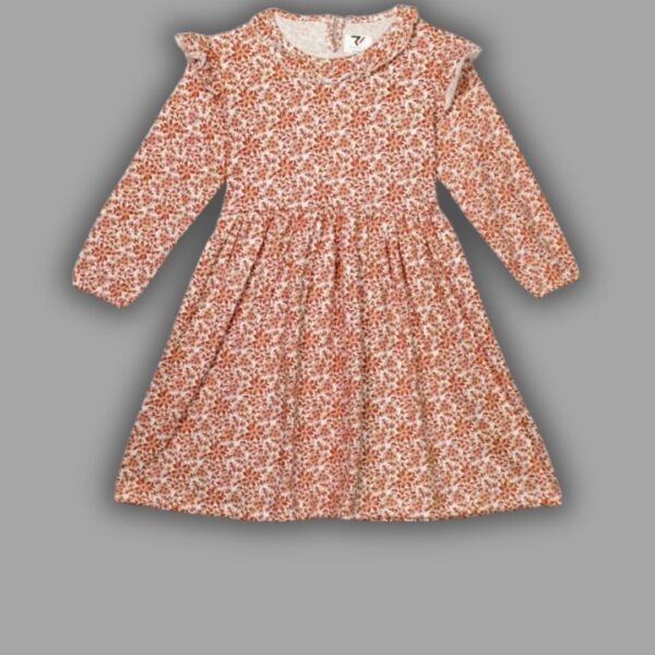 Girls' Floral Cotton Long-Sleeve Dress – Soft & Comfortable