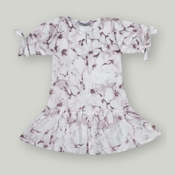 Elegant Marble-Print Ruffle Dress