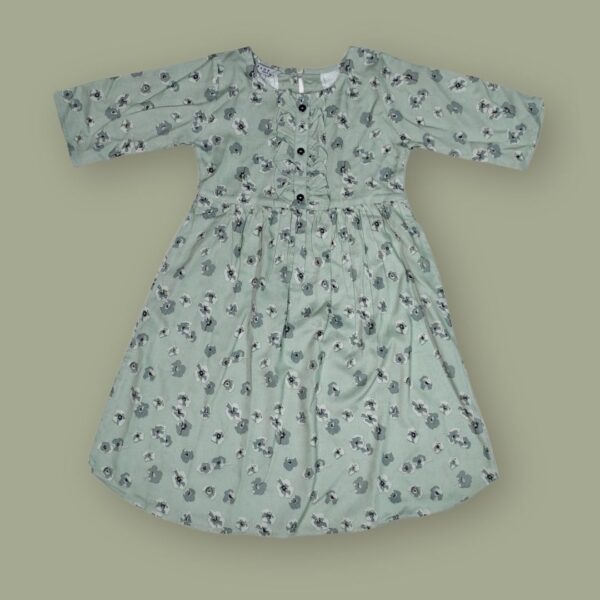 Sage Green Floral Long-Sleeve Button-Down Dress
