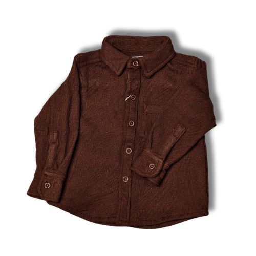 Rank1 Kids' Textured Cotton Shirt – Chocolate Brown