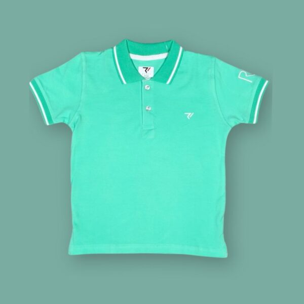 Boys' Mint Green Polo T-Shirt with White Piping