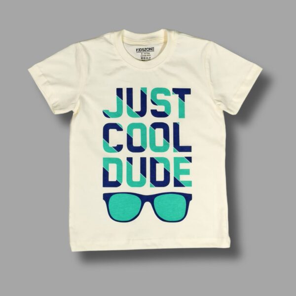 Boys' Graphic Print T-Shirt – "Just Cool Dude" Casual Tee