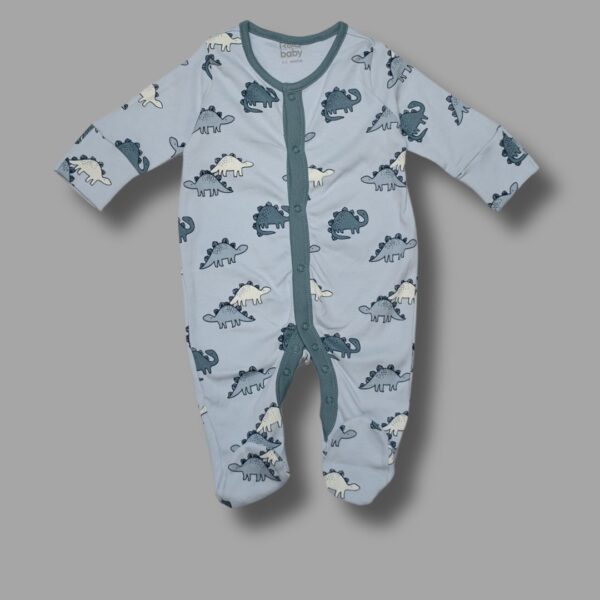 Baby Boys' Full Sleeve Dinosaur Print Romper – Soft Cotton Sleepsuit
