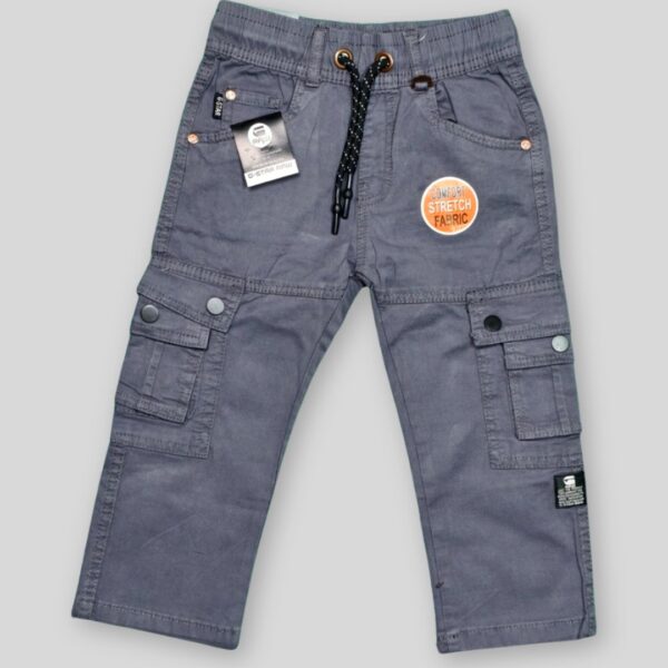 Kids' Grey Stretchable Cargo Pants – Utility & Comfort
