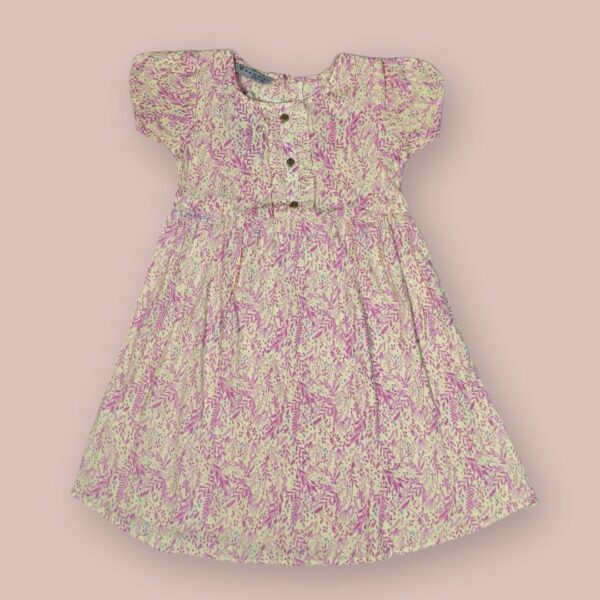 Pastel Pink & Yellow Printed Rayon Dress
