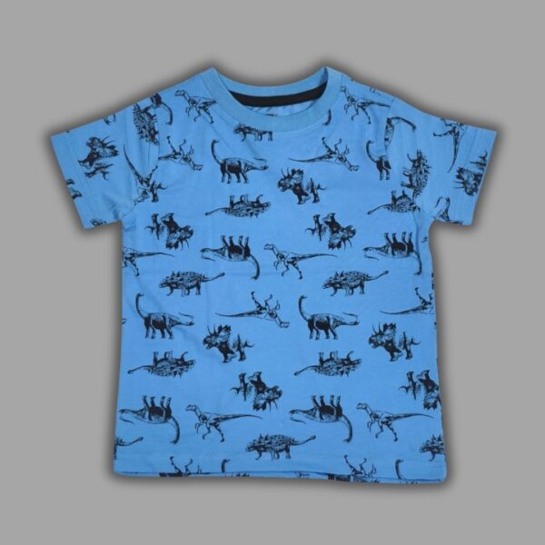 Boys' Blue Dinosaur Fossil Print T-Shirt