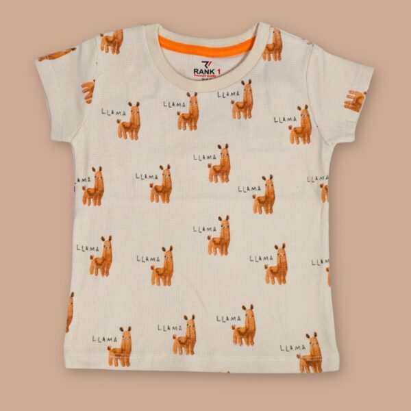 Kids' Cute Llama Printed Cotton T-Shirt