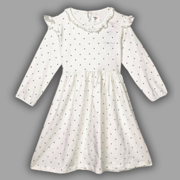 Girls' Floral Cotton Long-Sleeve Dress – Elegant & Comfortable
