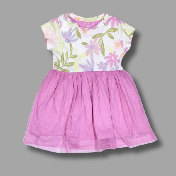Floral Print & Tulle Skirt Dress for Girls