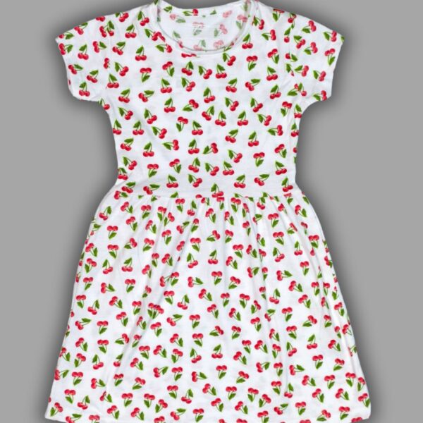 Charming Cotton Girls' Frock with Cherry Print