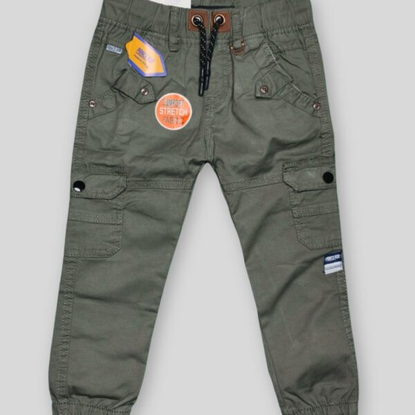 Kids' Stretchable Cargo Joggers – Olive Green