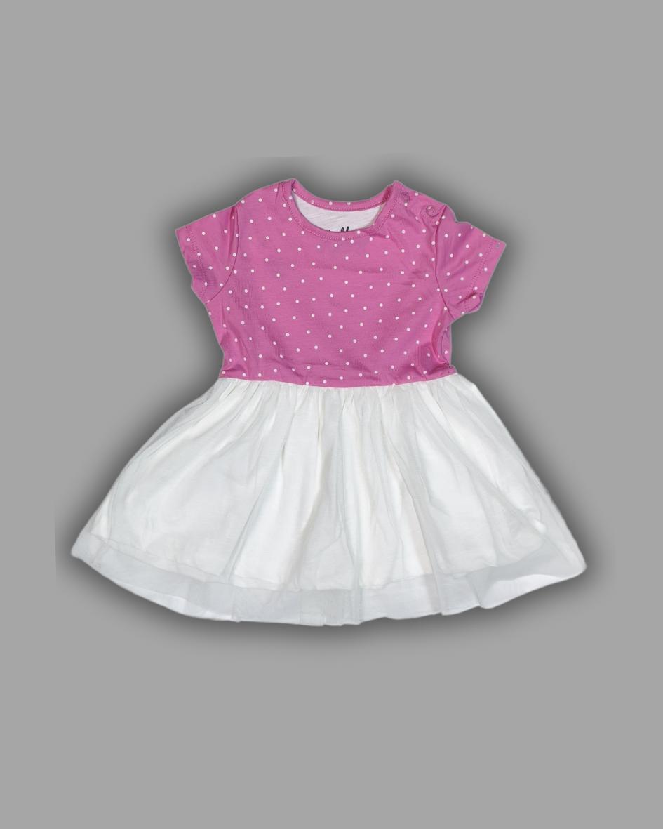 Pink & White Polka Dot Party Dress for Girls