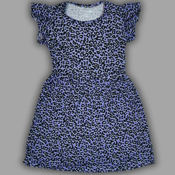 Stylish Girls’ Leopard Print Frock with Ruffle Sleeves