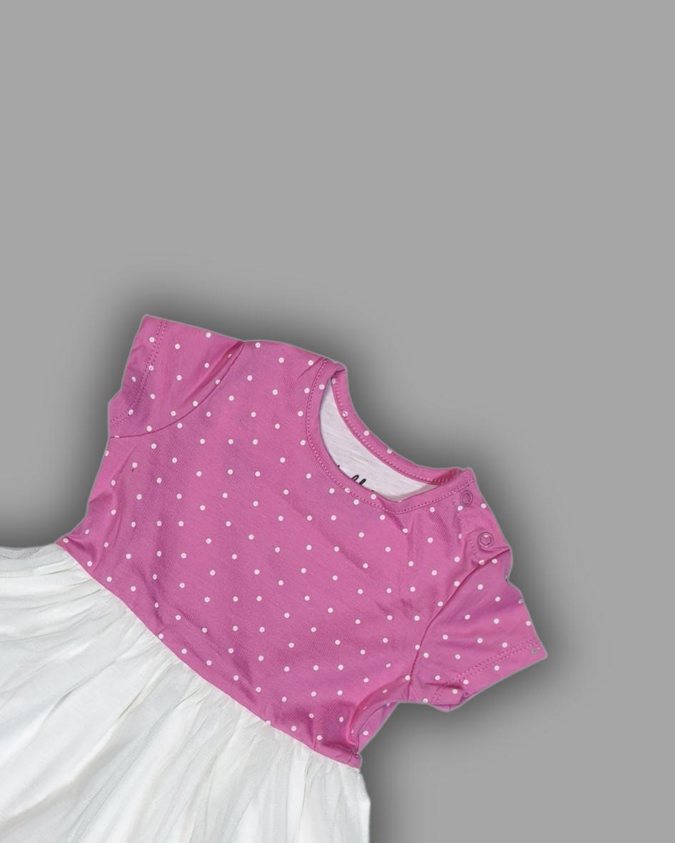 Pink & White Polka Dot Party Dress for Girls - Image 2