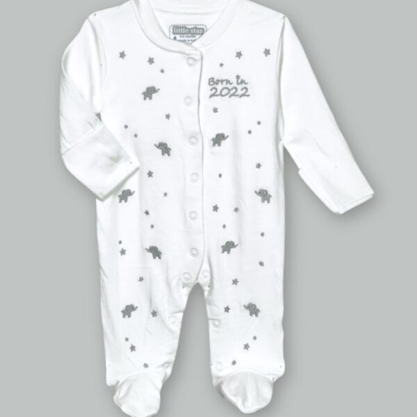 Newborn Elephant Print Sleepsuit