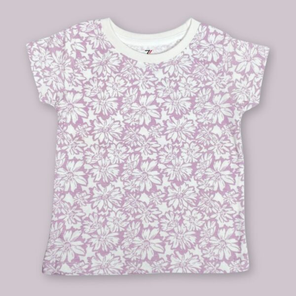 Rank1 Girls' Floral Print T-Shirt – Elegant & Comfortable Everyday Wear