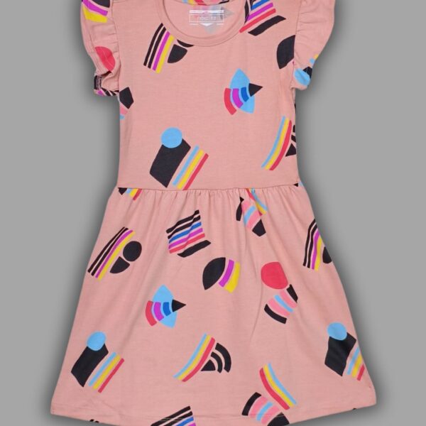 Soft Cotton Girls' Frock with Playful Abstract Print