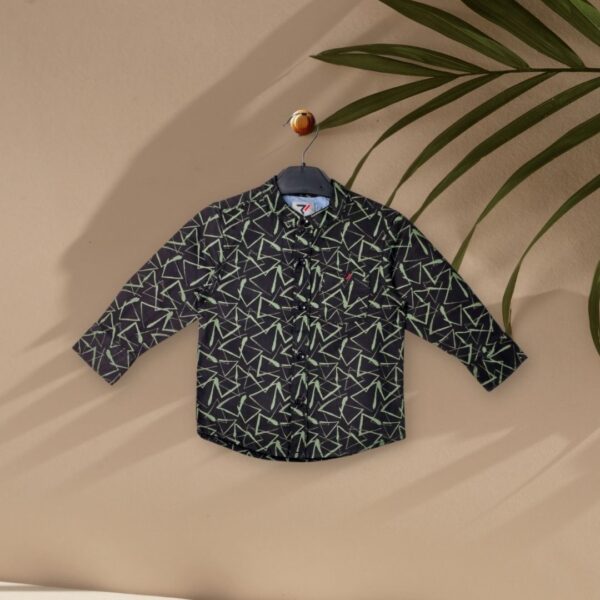 Black Geometric Pattern Long Sleeve Shirt – Sleek & Unique