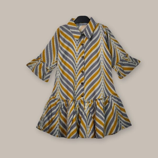 Chevron-Striped Button-Down Dress – Chic & Comfortable