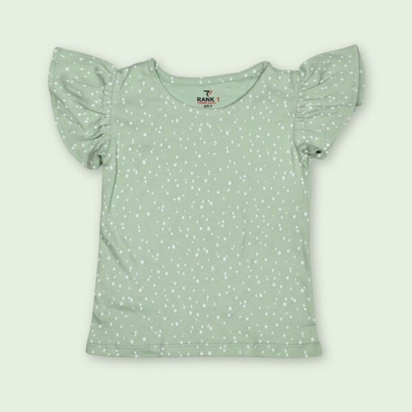 Light Green Polka Dot Kids' Ruffle Sleeve Shirt – Fresh & Adorable