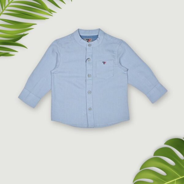 Light Blue Mandarin Collar Shirt – Refined & Stylish