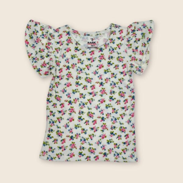 Floral Ruffle Sleeve Kids' Shirt – Playful & Comfortable