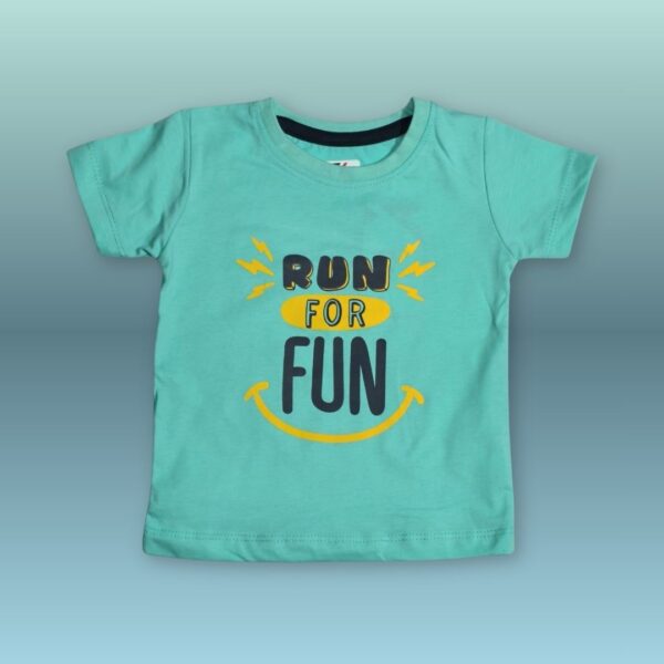 Turquoise "RUN FOR FUN" Kids' T-Shirt – Energetic & Cool