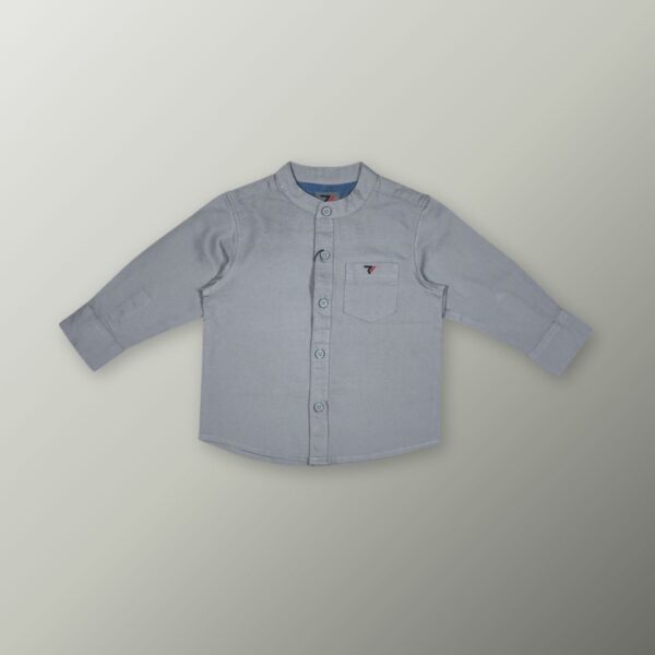 Gray Mandarin Collar Shirt – Modern & Versatile