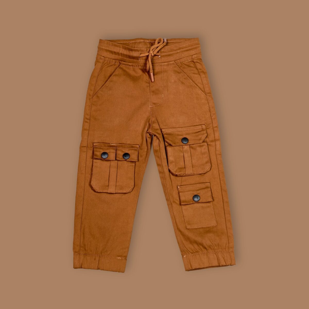 Kids' Brown Elastic Waist Cargo Pants – Practical & Stylish
