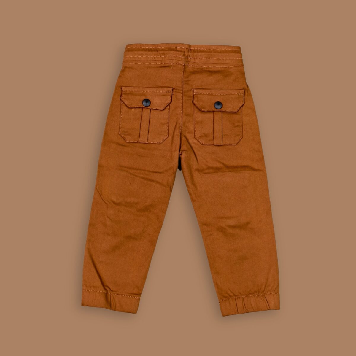 Kids' Brown Elastic Waist Cargo Pants – Practical & Stylish - Image 2