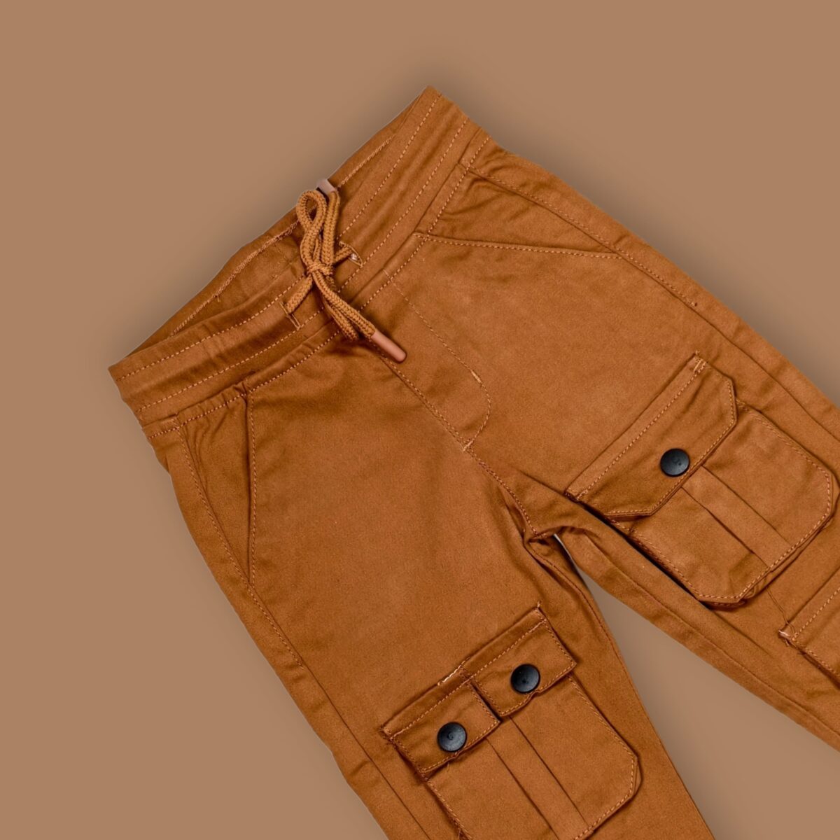 Kids' Brown Elastic Waist Cargo Pants – Practical & Stylish - Image 3