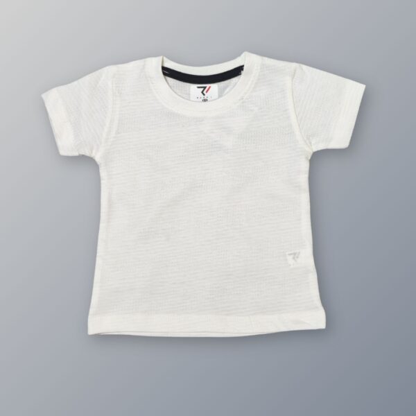 White Textured Logo Kids' T-Shirt – Minimalist & Comfortable