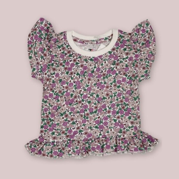Ruffled Girls' Floral Print Top – Light & Comfortable