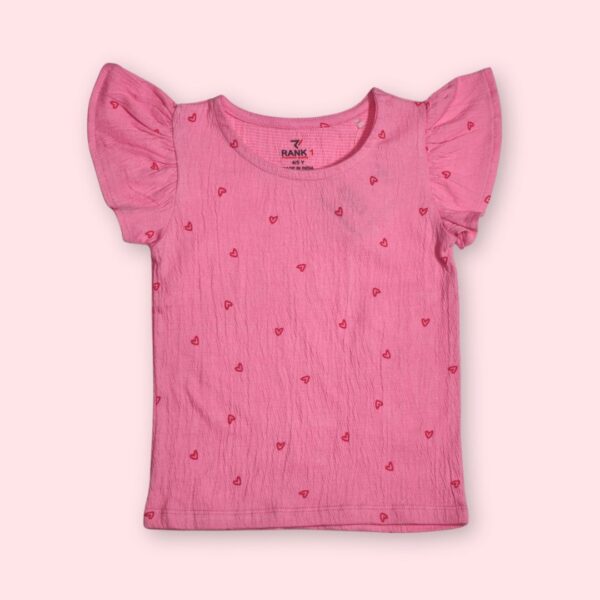 Pink Heart Ruffle Sleeve Kids' Shirt – Adorable & Breezy