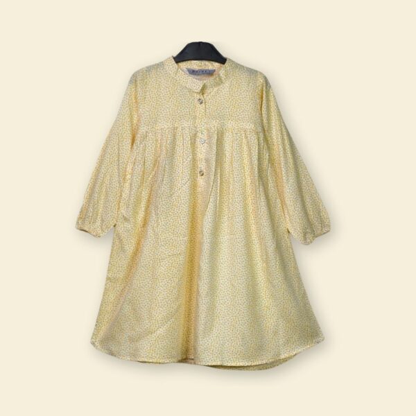 Yellow Floral Long-Sleeved Dress – Chic & Comfortable