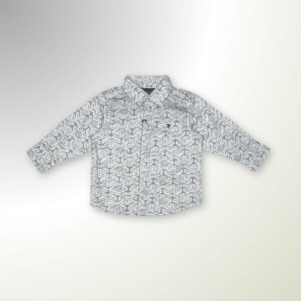 Gray Geometric Long Sleeve Shirt – Sharp & Stylish