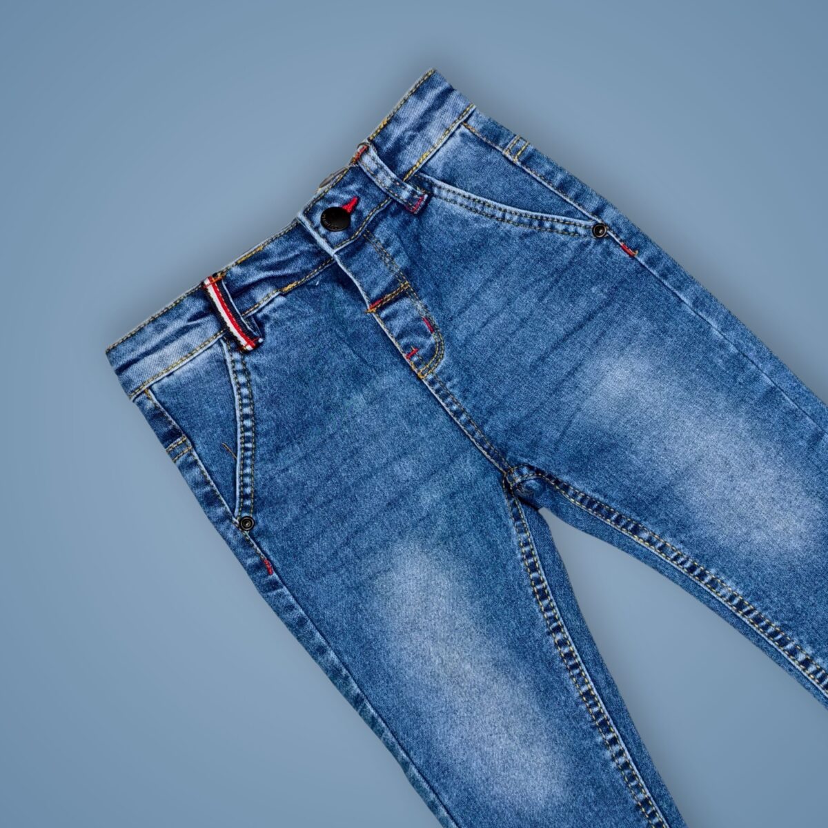 Blue Denim Jeans with Red Accents – Classic & Stylish - Image 3