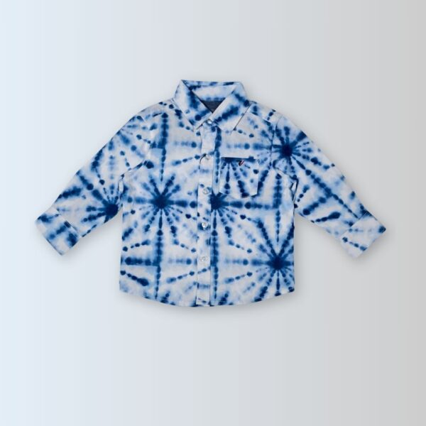 Blue & White Tie-Dye Button-Up Shirt – Vibrant & Relaxed