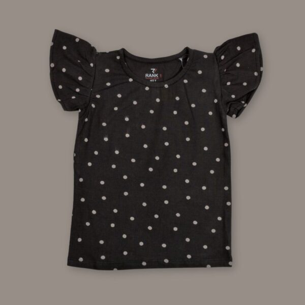 Grils Brown Polka Dot Ruffle-Sleeve Shirt – Adorable & Comfortable