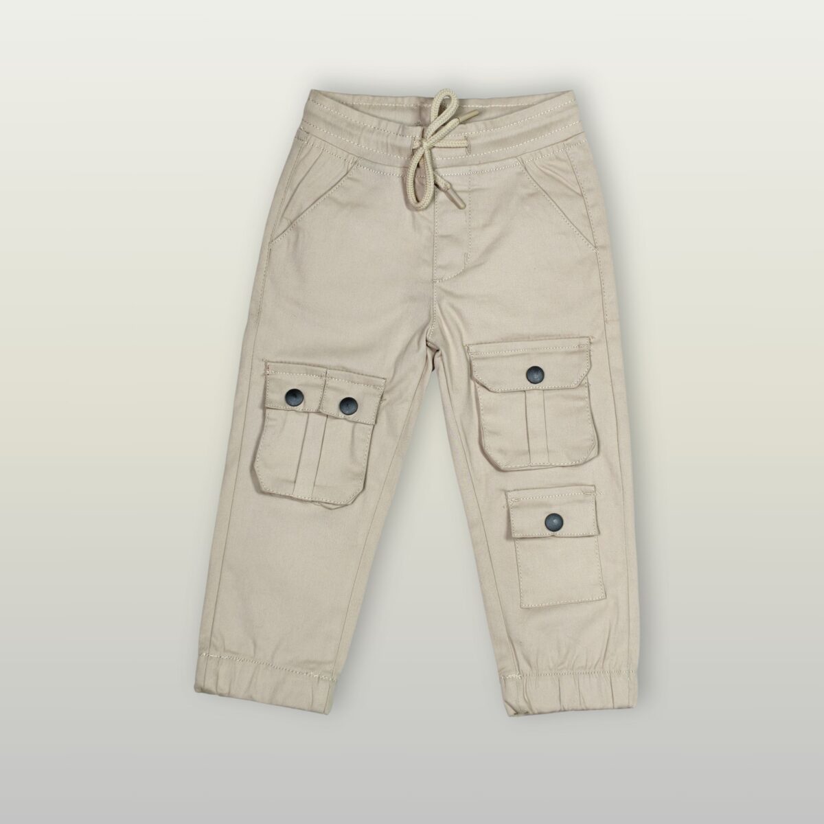 Kids' Beige Elastic Waist Cargo Pants – Practical & Stylish