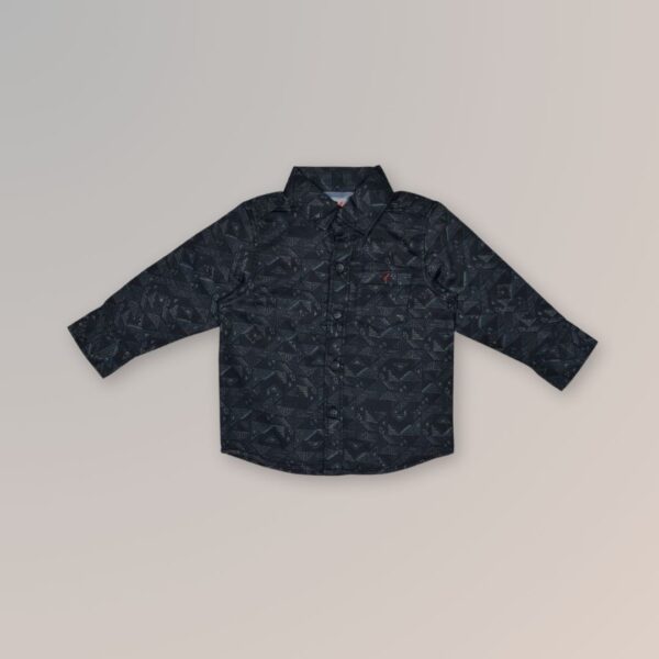 Black Geometric Long Sleeve Shirt – Modern & Sophisticated