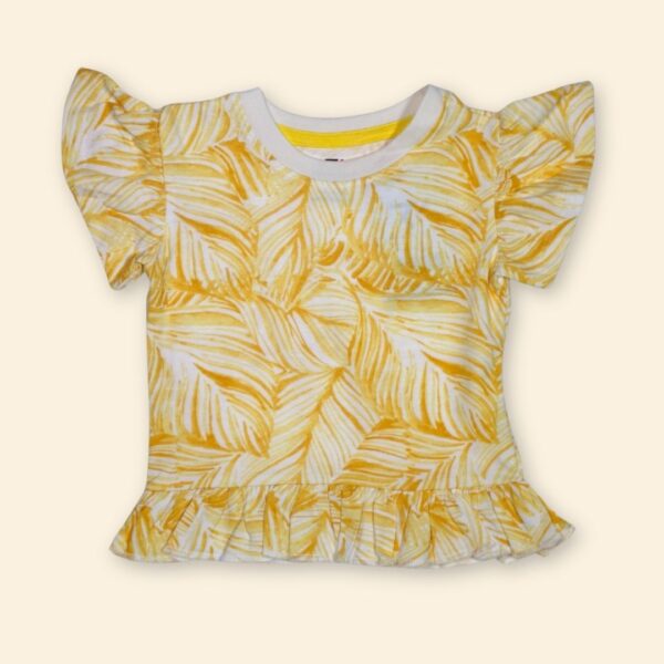 Girls' Tropical Yellow Ruffled Shirt – Light and Playful