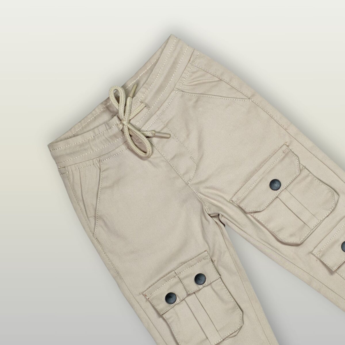 Kids' Beige Elastic Waist Cargo Pants – Practical & Stylish - Image 3