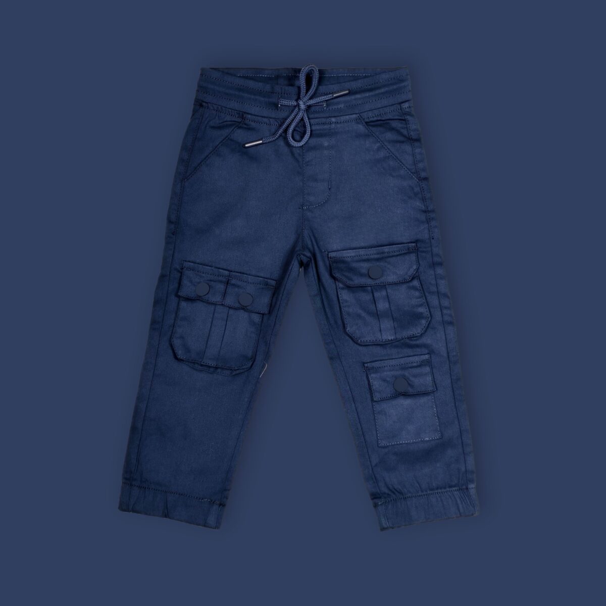 Dark Blue Elastic Waist Cargo Pants – Functional & Rugged